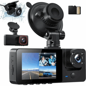 BESTSEE 1080P Dash Cam, Ön, Arka ve İç Kamera, 64GB SD Kart, Park İzleme, Hareket Algılama, Gece Görüşü