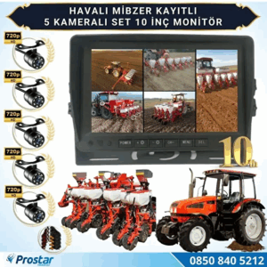 Navistar 5 Kameralı Mibzer Havalı Tohum Makinesi 10 inç Monitör 720P Beyaz Işıklı AHD Kayıtlı Kamera Seti